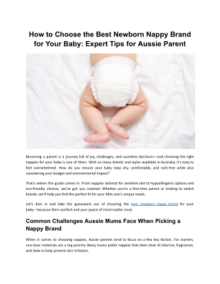How to Choose the Best Nappy Brand for Your Baby