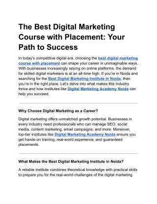 The Best Digital Marketing Course with Placement_ Your Path to Success