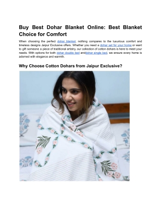 Buy Best Dohar Blanket Online_ Best Blanket Choice for Comfort