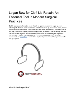 Logan Bow for Cleft Lip Repair_ An Essential Tool in Modern Surgical Practices