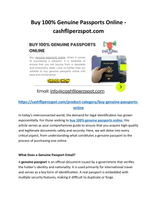 Buy 100% Genuine Passports Online - cashfliperzspot