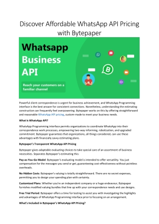 Affordable WhatsApp API Pricing with Bytepaper
