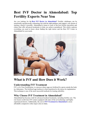 Best IVF Doctor in Ahmedabad