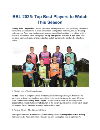BBL 2025_ Top Best Players to Watch This Season