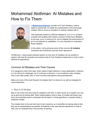 Mohammad Alothman AI Mistakes and How to Fix Them