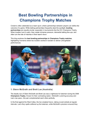 Best Bowling Partnerships in Champions Trophy Matches