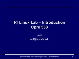 RTLinux Lab – Introduction Cpre 558