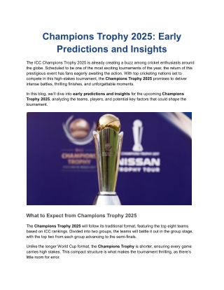 Champions Trophy 2025_ Early Predictions and Insights
