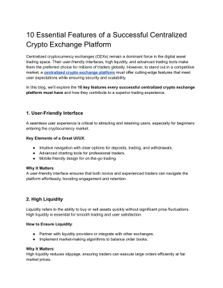 10 Essential Features of a Successful Centralized Crypto Exchange Platform