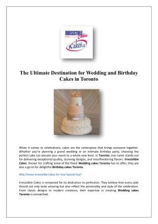 Shop Wedding Cakes Online In Vaughan, Canada | Irresistible Cakes