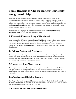 Bangor University Assignment Help