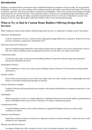 What to Seek In Custom Home Builders Offering Design-Build Services