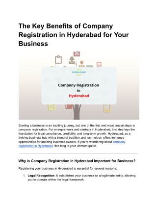 The Key Benefits of Company Registration in Hyderabad for Your Business