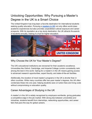 Unlocking Opportunities_ Why Pursuing a Master’s Degree in the UK is a Smart Choice