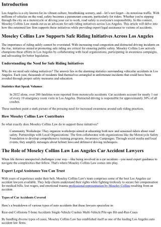 “Moseley Collins Law Supports Safe Riding Initiatives Across Los Angeles”