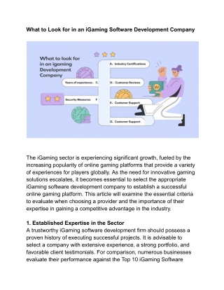 What to Look for in an iGaming Software Development Company