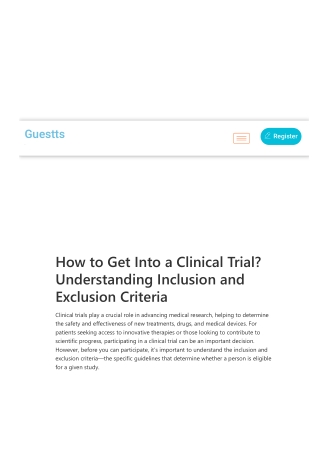 How to Get Into a Clinical Trial Understanding Inclusion and Exclusion Criteria