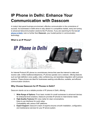 IP Phone in Delhi_ Enhance Your Communication with Dasscom