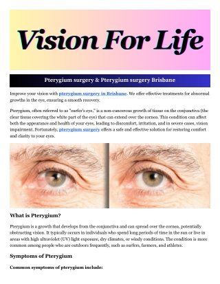 Pterygium surgery Brisbane