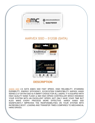 AARVEX SSD - 512GB (SATA) - AMC Solutions | Computer Networking Services in Hyd