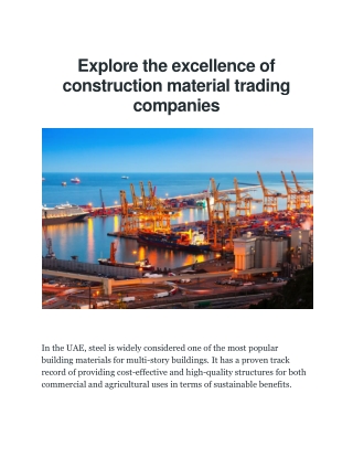 Construction Material Trading Company - Prestige General Trading FZE