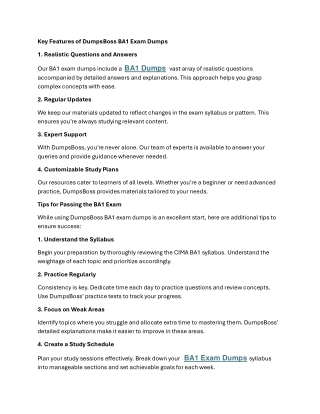 DumpsBoss BA1 PDFs – Study Smarter for the Exam.