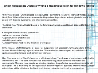 Ghotit Releases its Dyslexia Writing