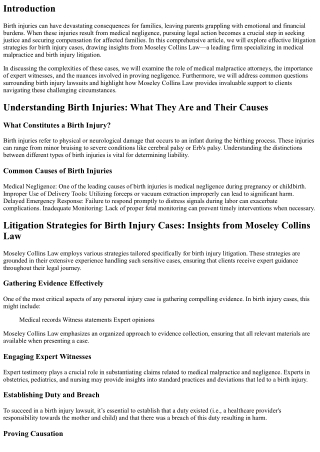“Litigation Strategies for Birth Injury Cases: Insights from Moseley Collins Law
