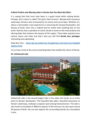 Most Pristine and Alluring Lakes in Kerala that You Must Not Miss