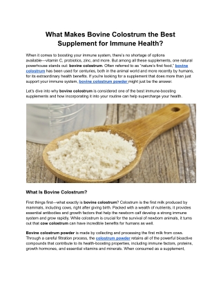 Boost Your Immune Health with Bovine Colostrum: The Natural Powerhouse