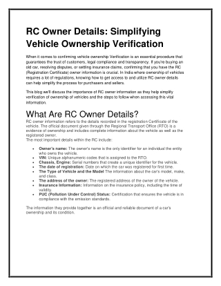 RC Owner Details: Simplifying Vehicle Ownership Verification