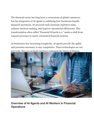 Financial Wizards 2.0! How AI Agents Are Transforming the Industry