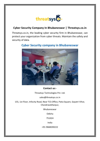Cyber Security Company In Bhubaneswar  Threatsys.co.in