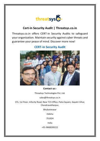 Cert-in Security Audit  Threatsys.co.in