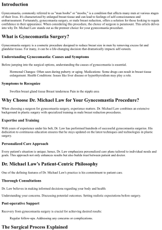 Why Choose Dr. Michael Law for Your Gynecomastia Procedure?