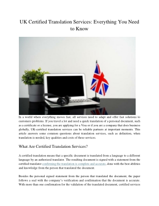 UK Certified Translation Services Everything You Need to Know