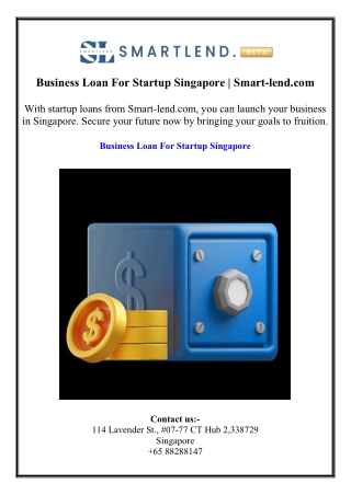 Business Loan For Startup Singapore  Smart-lend.com