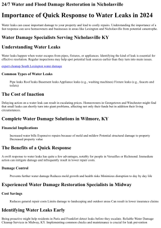 Comprehensive Water Damage Repair in Midway, KY