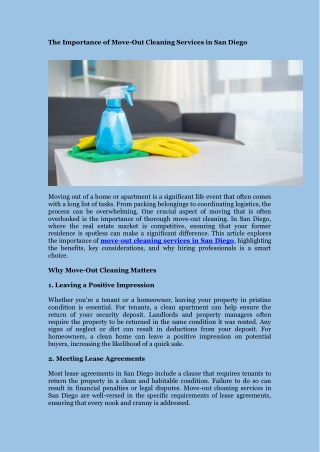 The Importance of Move-Out Cleaning Services in San Diego