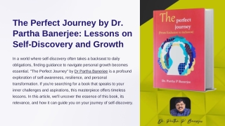 The Perfect Journey by Dr. Partha Banerjee: Lessons on Self-Discovery and Growth