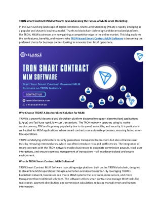 TRON Smart Contract MLM Software: The Future of Crypto Multi Level Marketing