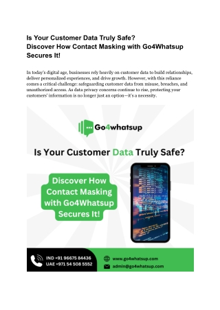 Discover How Contact Masking with Go4Whatsup Secures It