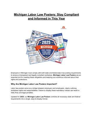 Michigan Labor Posters – State and Federal Compliance Made Simple