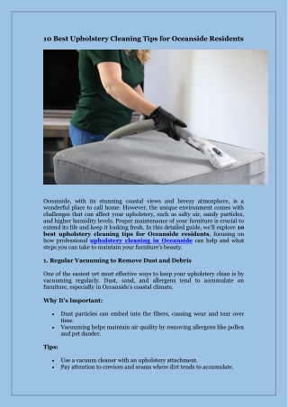 10 Best Upholstery Cleaning Tips for Oceanside Residents