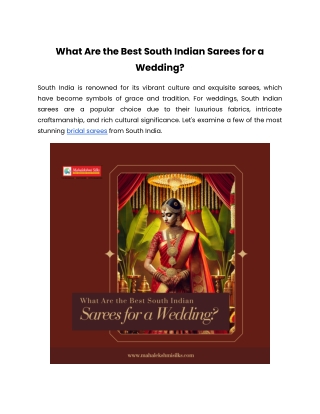 What Are the Best South Indian Sarees for a Wedding