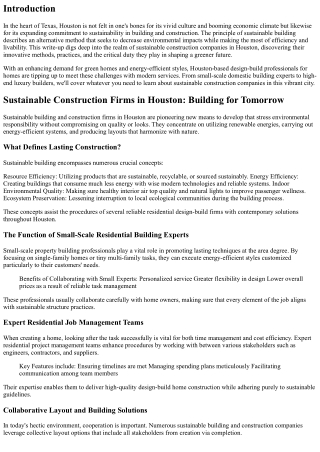 Sustainable Construction Firms in Houston: Building for Tomorrow