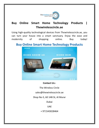 Buy Online Smart Home Technology Products  Thewirelesscircle.ae