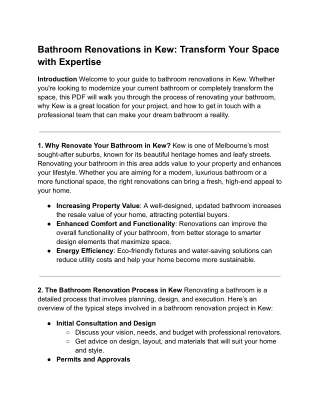 Bathroom Renovations in Kew_ Transform Your Space with Expertise