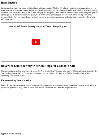 Buyers of Estate Jewelry Near Me: Tips for a Smooth Sale
