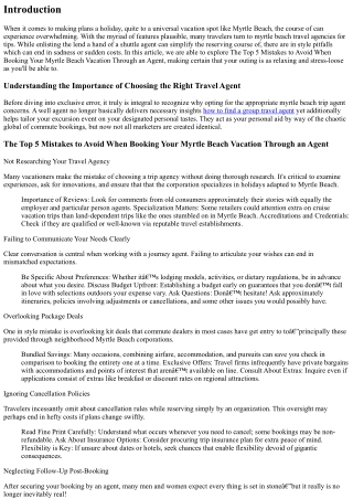 The Top 5 Mistakes to Avoid When Booking Your Myrtle Beach Vacation Through an A